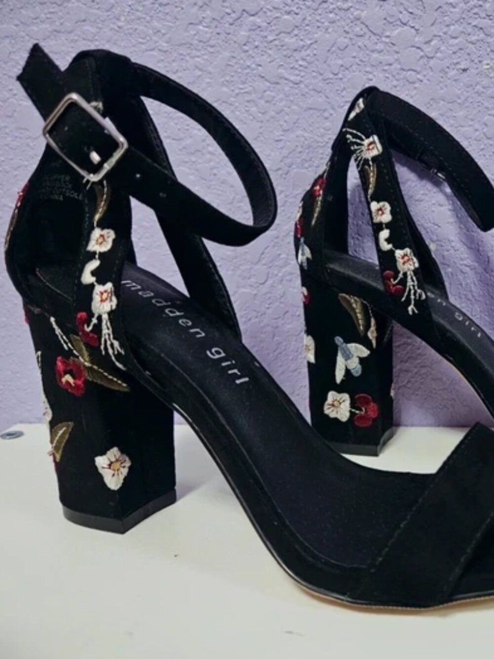 Chunky floral heels